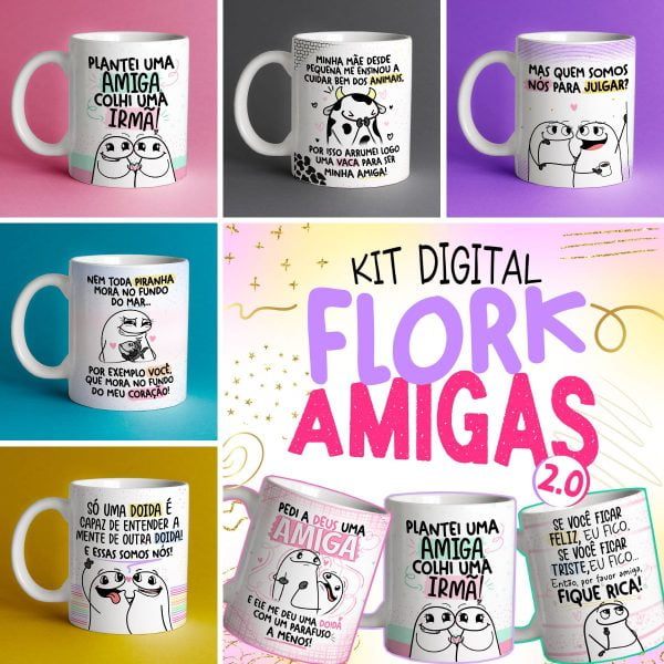 Artes Caneca Dia do Amigo Flork Amigas Meme Frases Divertida