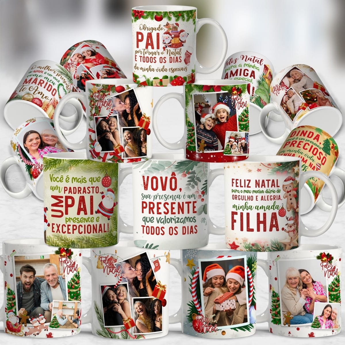 Kit Digital Caneca Natal Familia com 38 Artes em CDR e PNG 1 Kit Digital Caneca Natal Familia com 38 Artes em CDR e PNG
