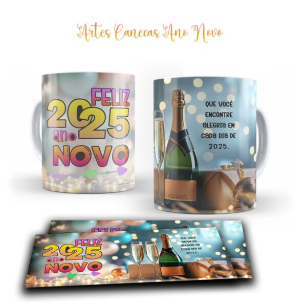 Artes Canecas Ano Novo 2025- Jpg, Corel e pdf