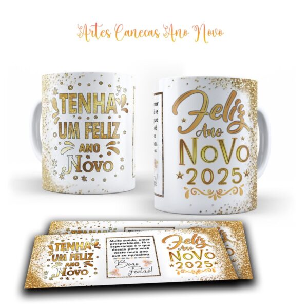 Artes Canecas Ano Novo 2025- Jpg, Corel e pdf