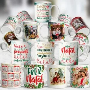Artes Canecas Natal 2024 - Png e Corel
