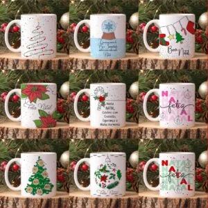 Artes Canecas Natal em Linhas - Png