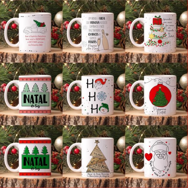 Artes Canecas Natal em Linhas - Png