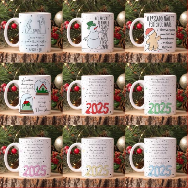 Artes Canecas Natal em Linhas - Png