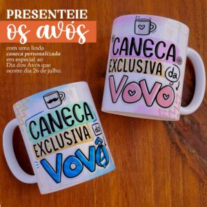 Artes Dia dos Avós Sublimação Caneca Frases Carinhosas