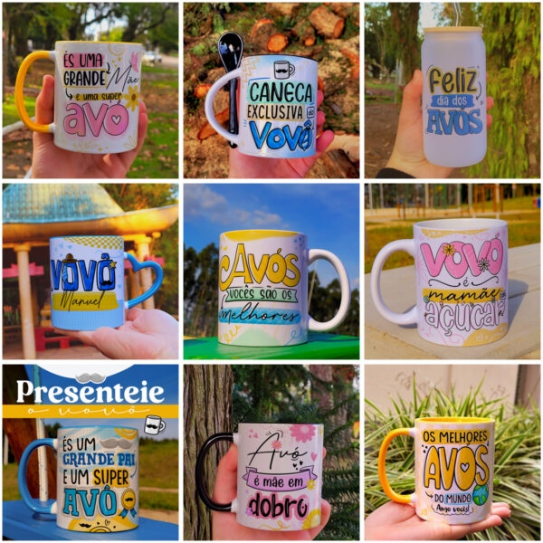 Artes Dia dos Avós Sublimação Caneca Frases Carinhosas