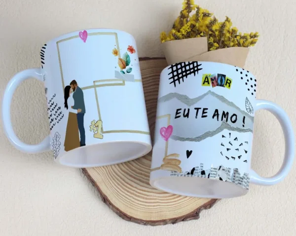 Artes Digitais para Caneca de Casal - Dia dos Namorados