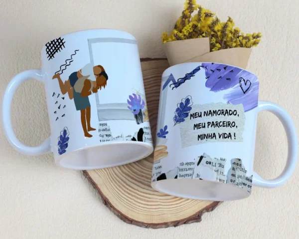 Artes Digitais para Caneca de Casal - Dia dos Namorados