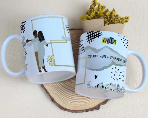 Artes Digitais para Caneca de Casal - Dia dos Namorados