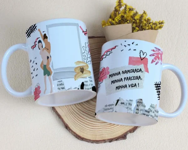 Artes Digitais para Caneca de Casal - Dia dos Namorados