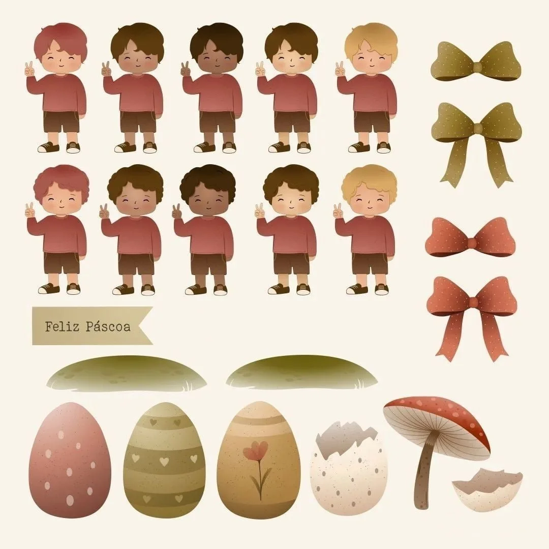 Artes Digitais Páscoa Cute Fofa Para Imprimir Personalizados