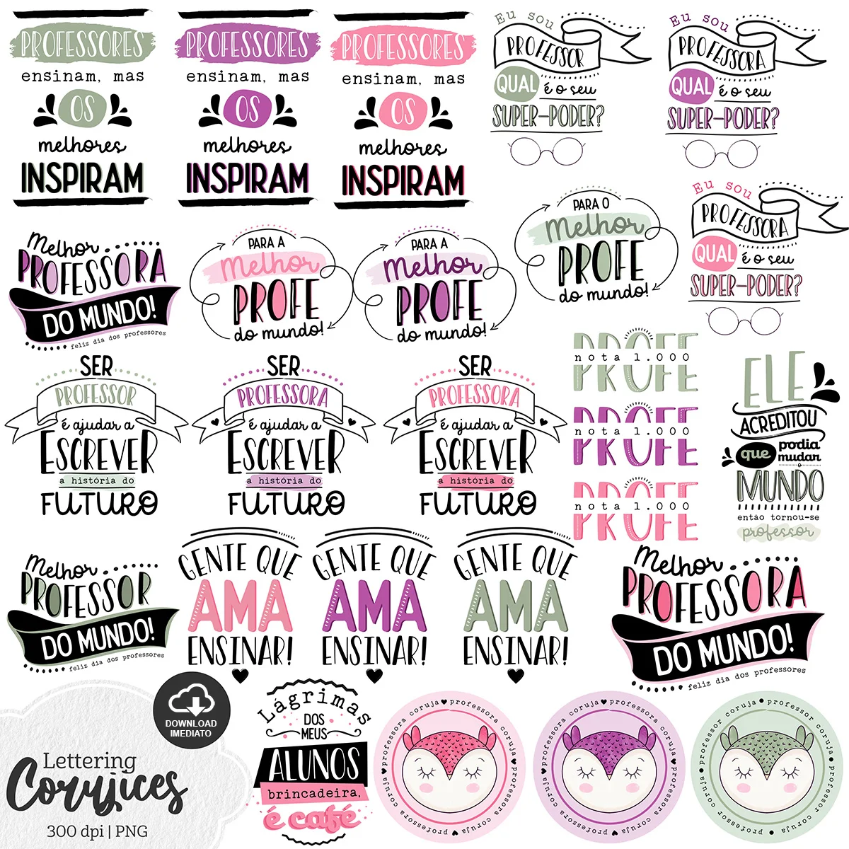 Artes Lettering Dia Do Professor Coruja Frases Png Gratidão