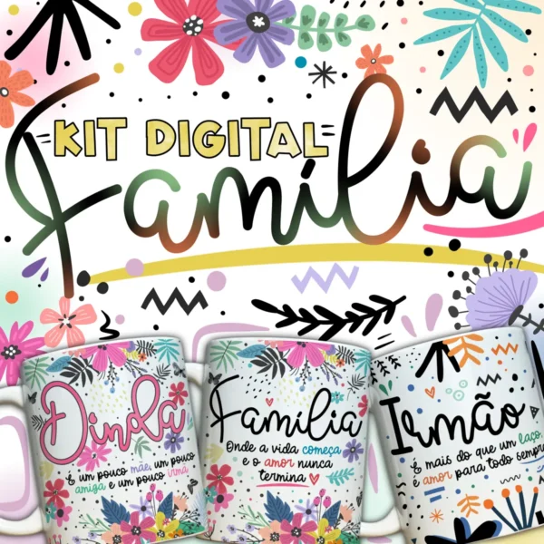 Artes Para Caneca Familia Vol 1 Pack Estampas Digitais 10