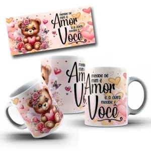 Artes Românticas de Ursinhos para Sublimação em Caneca