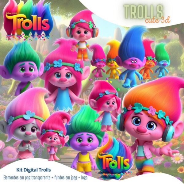 Artes Trolls Kit Digital Personalizado para Download