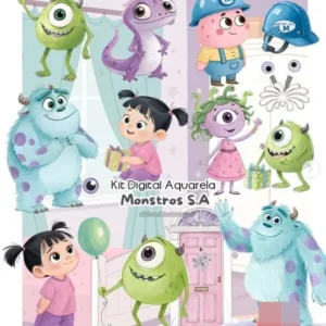 Baixe Agora Kit Monstros S.A. em Aquarela PNG