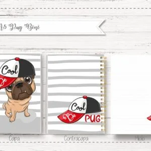 Bloco A5 Pug Boné