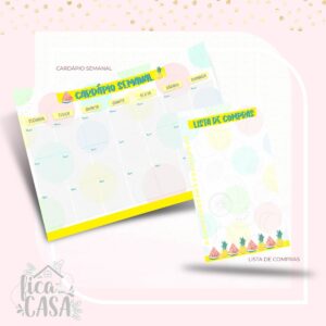 bloco cardapio semanal lista de compras arquivo digital encadernacao geral