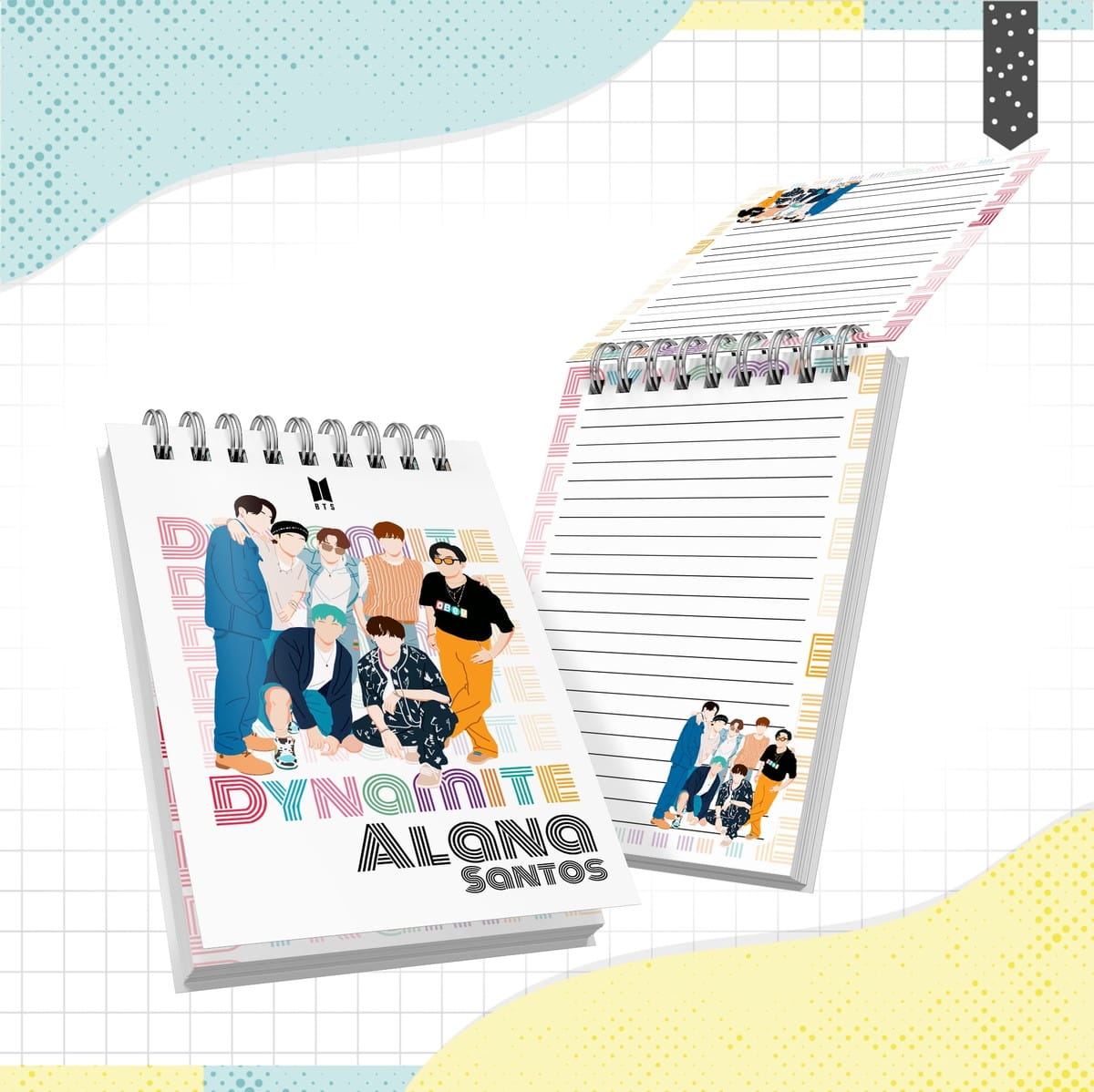 Bloquinho Digital Tema BTS A6 em PNG e PDF 1 Bloquinho Digital Tema BTS A6 em PNG e PDF