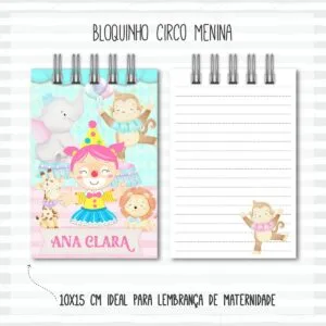 Bloquinho Anotações Bebê Circo Menina - Arquivo Digital 8 Bloquinho Anotações Bebê Circo Menina - Arquivo Digital
