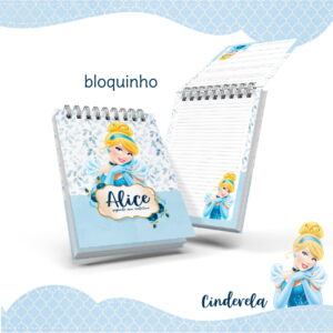 Kit Digital Bloquinho Cinderela em PDF para Imprimir 11 bloquinho anotacoes cinderela arquivo digital