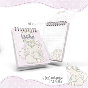 Arquivo Digital Bloquinho de Anotações Elefantinho Menina 13 bloquinho anotacoes elefantinho menina arquivo digital
