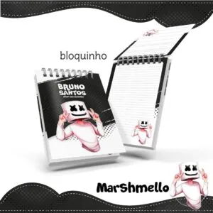 Bloquinho Anotações Marshmello - Arquivo Digital 6 Bloquinho Anotações Marshmello - Arquivo Digital