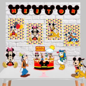 Arquivo de corte Mickey com topo de bolo e bandeirinhas 32 bolinho mickey arquivo digital