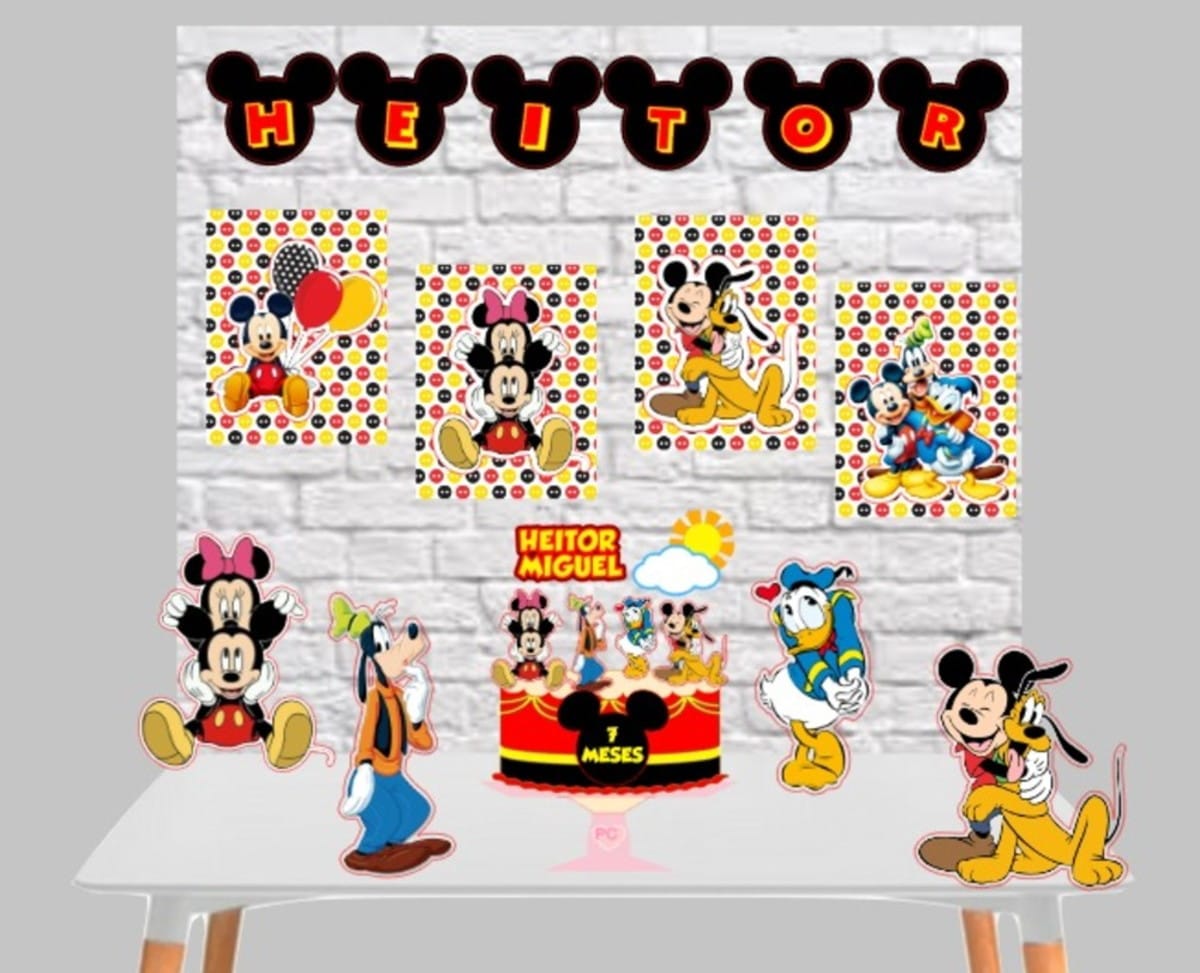 Arquivo de corte Mickey com topo de bolo e bandeirinhas 1 Arquivo de corte Mickey com topo de bolo e bandeirinhas