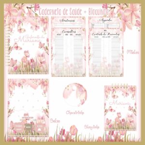Caderneta de Saúde + Bloquinho Jardim das Borboletas