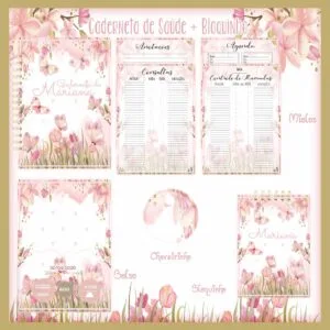 Caderneta de Saúde + Bloquinho Jardim das Borboletas 12 Caderneta de Saúde + Bloquinho Jardim das Borboletas