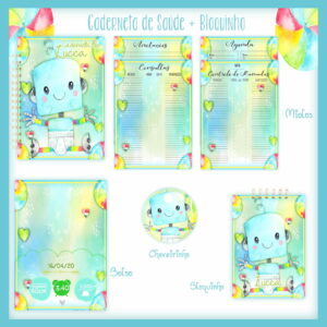 Caderneta de Saúde Digital Tema Robô e Bloquinho 17 caderneta de saude bloquinho robo arquivo digital