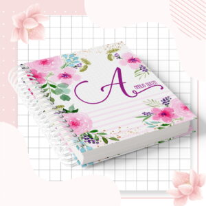 Arte digital de capa com design floral, letra A e detalhes em rosa.
