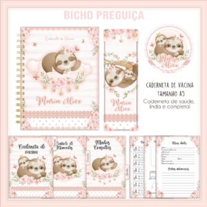 Caderneta de Vacina Bicho Preguiça Menina - Arquivo Digital