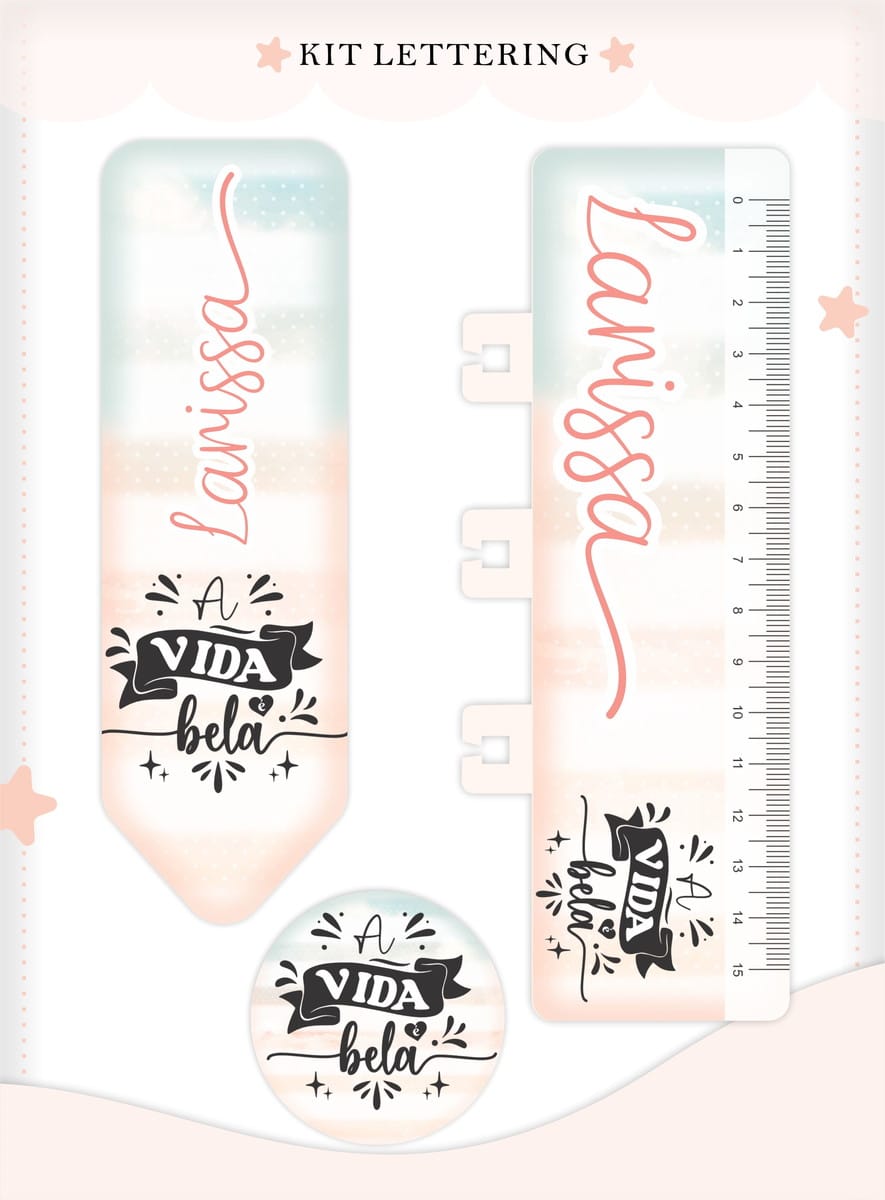 Caderneta de Vacina para Imprimir com Lettering 4 Arte digital de kit lettering: marcador, régua, tag. Designs com texto script e frase motivacional.