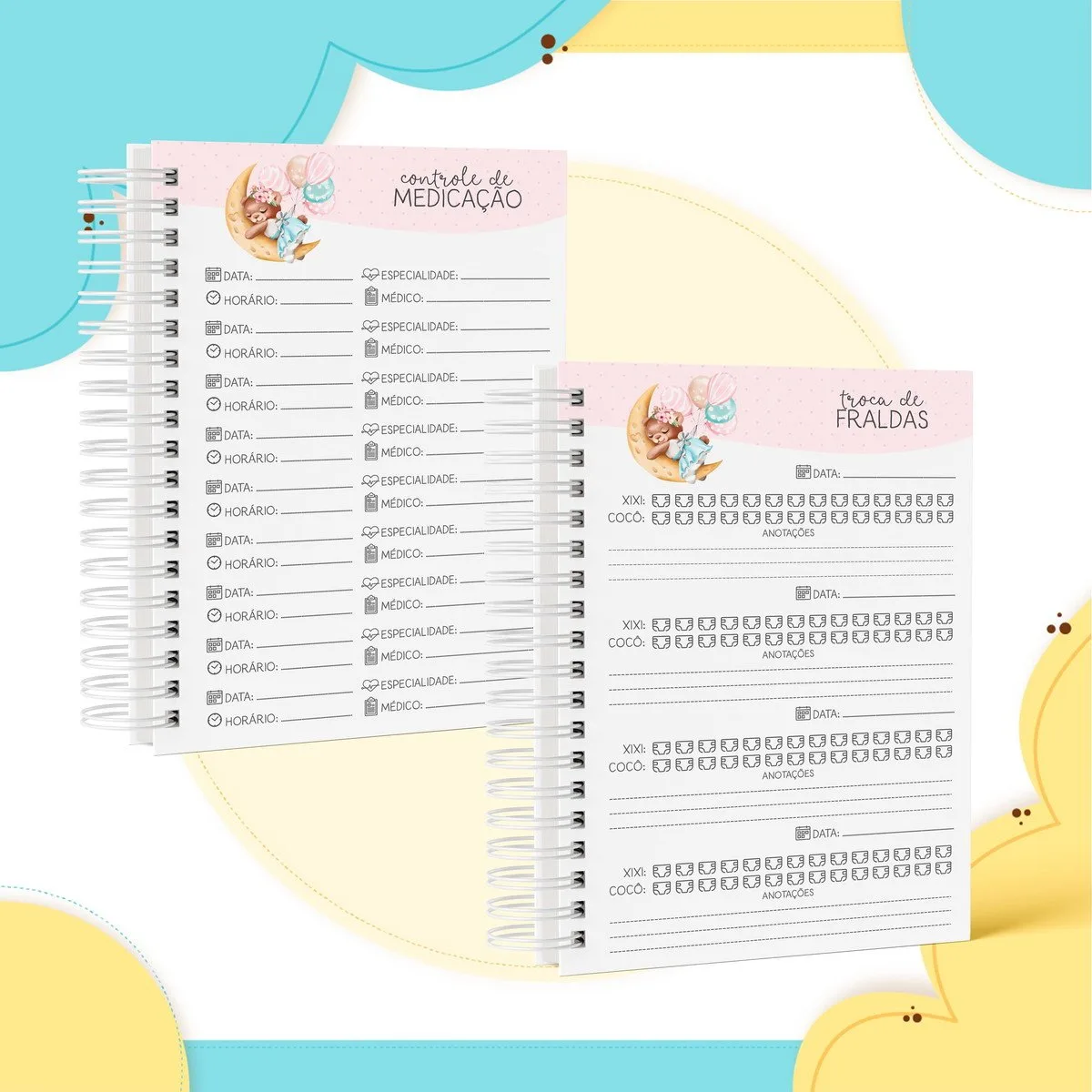 Caderneta De Vacina Saude Ursinha Aquarela Arquivo Digital