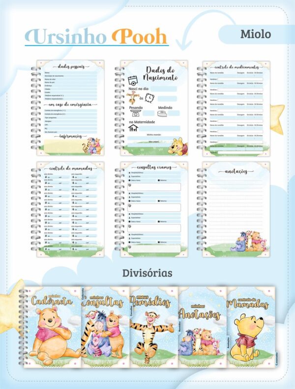 Caderneta de Vacina Ursinho Pooh Menino - Arquivo Digital