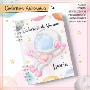 Caderneta Vacina Astronauta Aquarela - Arquivo Digital 12 Caderneta Vacina Astronauta Aquarela - Arquivo Digital