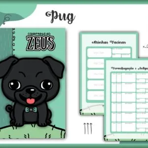 Caderneta Vacina Pet Pug Preto Macho - Arquivo Digital