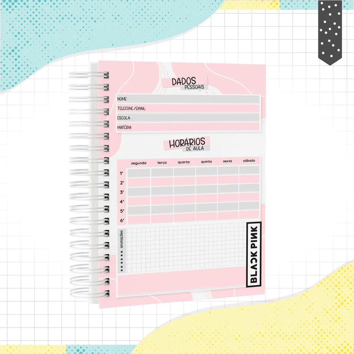 Caderno A5 Black Pink - Arquivo Digital