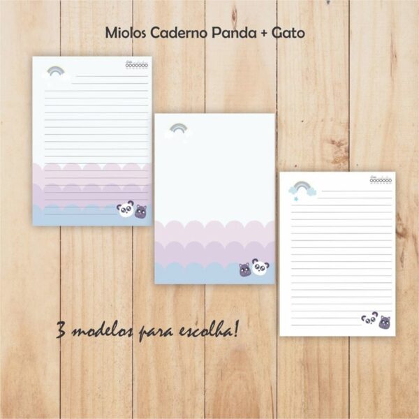 Caderno A5 - Panda + Gato - Arquivo Digital