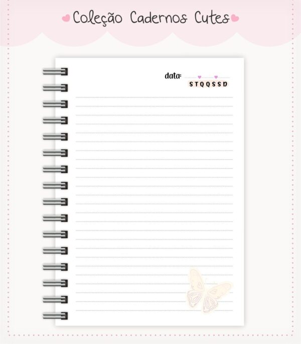Caderno Cute Menina 3 - Arquivo Digital