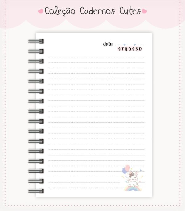 Caderno Cute Menina 4 - Arquivo Digital