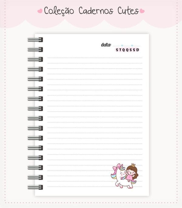 Caderno Cute Menina 6 - Arquivo Digital