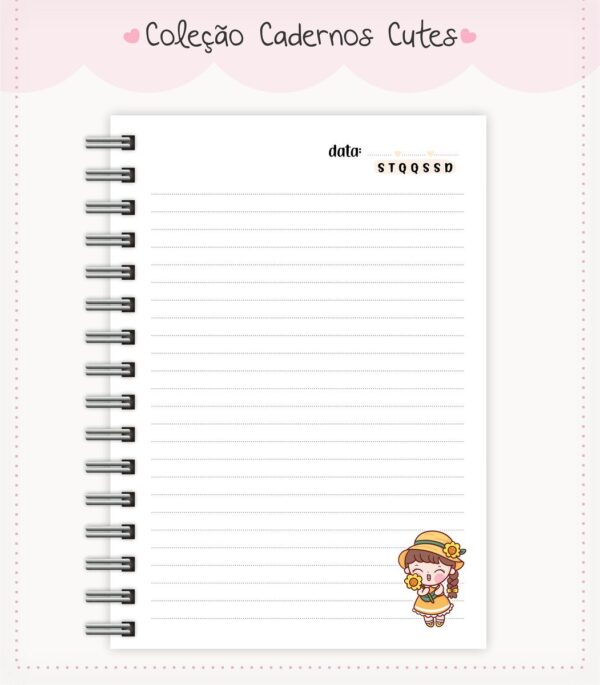 Caderno Cute Menina 9 - Arquivo Digital