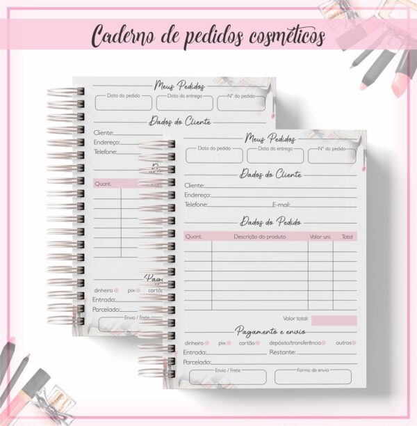 Caderno de pedidos Cosméticos - Arquivo Digital
