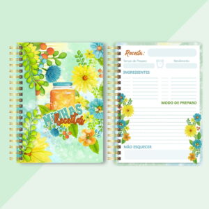 Caderno De Receitas Floral Arquivo Digital