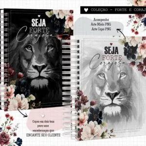 Caderno Forte e Corajosa Floral - Arquivo Digital