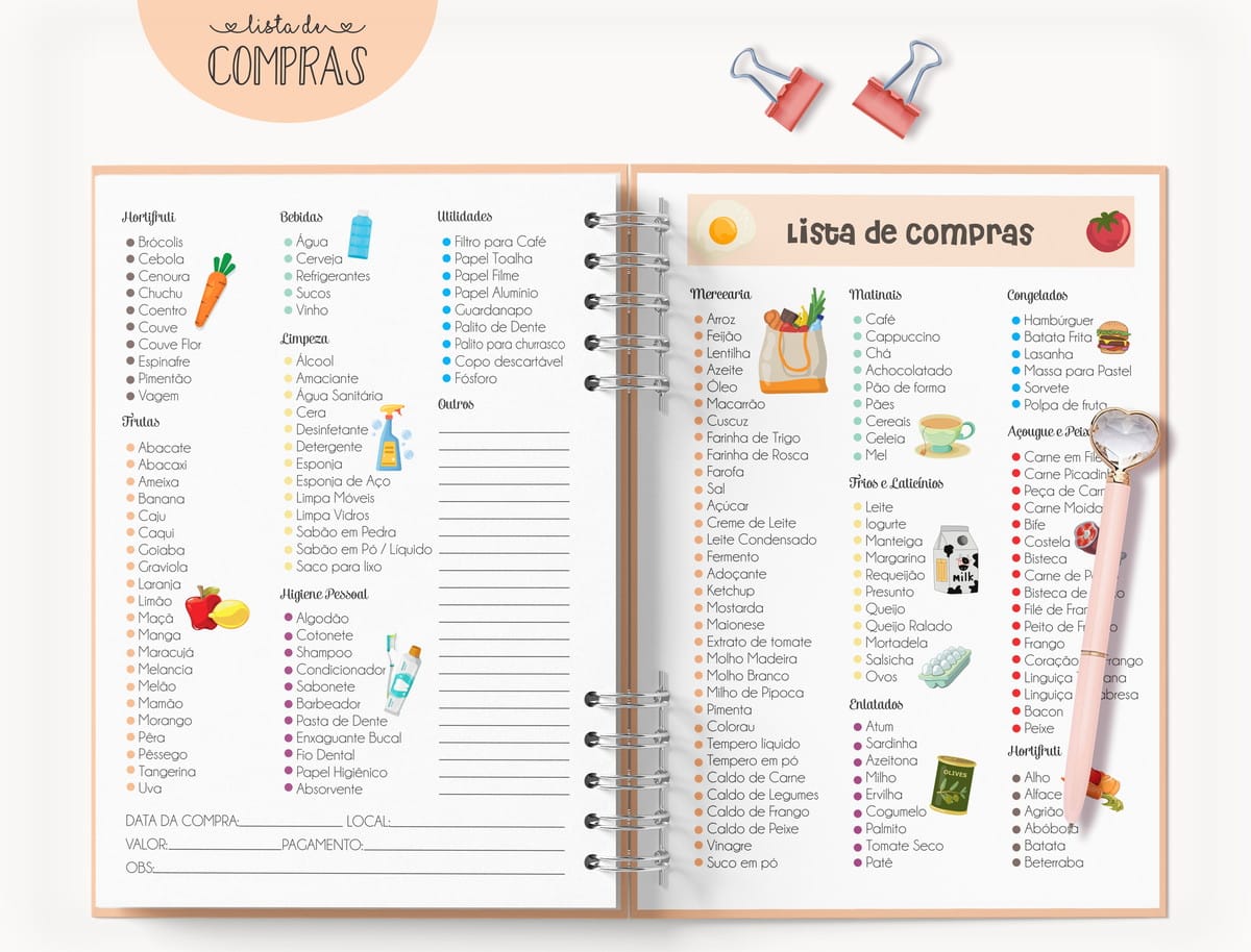 Caderno Lista de Compras Digital A5 para Personalizar 3 Caderno Lista de Compras Digital A5 para Personalizar - Imagem 3
