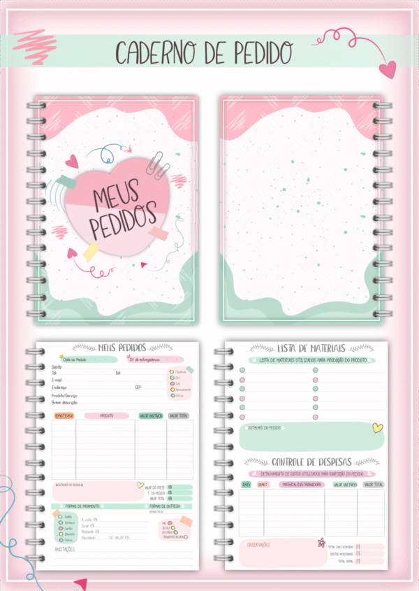 Caderno Meus Pedidos Cute - Arquivo Digital